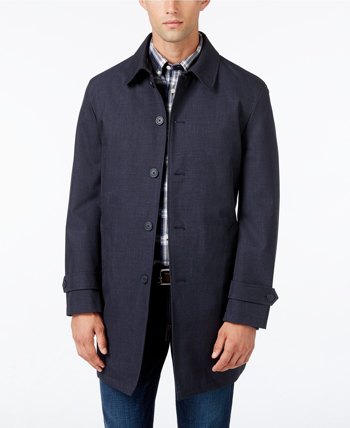 TOMMY HILFIGER 134863 Men's Grey Sharkskin Raincoat Sz 42S