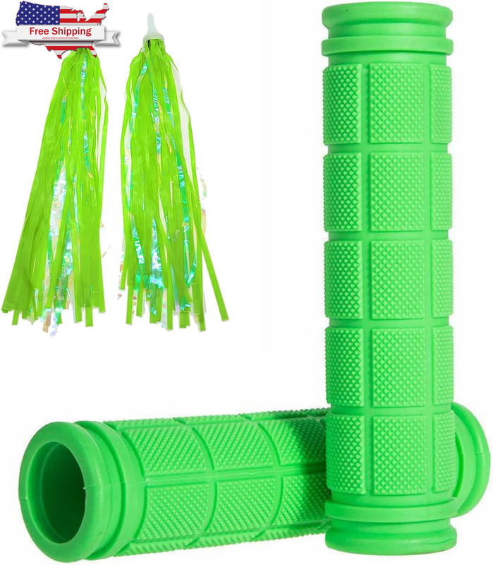 Bike Handlebar Grips with Tassel Streamers, Non-Slip Soft Ru