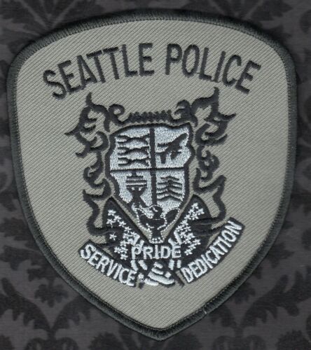 Seattle Washington Police Patch Black Border Grey Version 