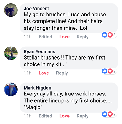 5 BRUSH set of PREMIUM "Pro" L.H. Scrolling Pinstriping Detail Brushes PROS KNOW