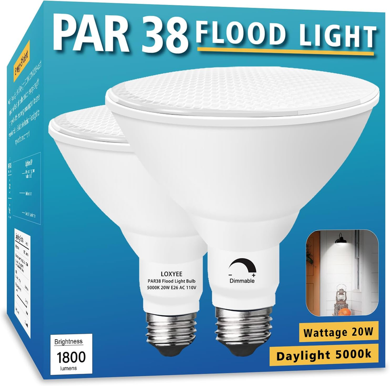 5 Off on 2 Pack LED Outdoor Flood Light Bulbs, 20W, E26 Base Flood