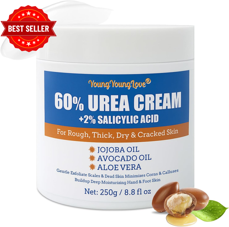 Urea Cream 60 Percent for Feet Maximum Strength with 2% Salicylic Acid for Dry C