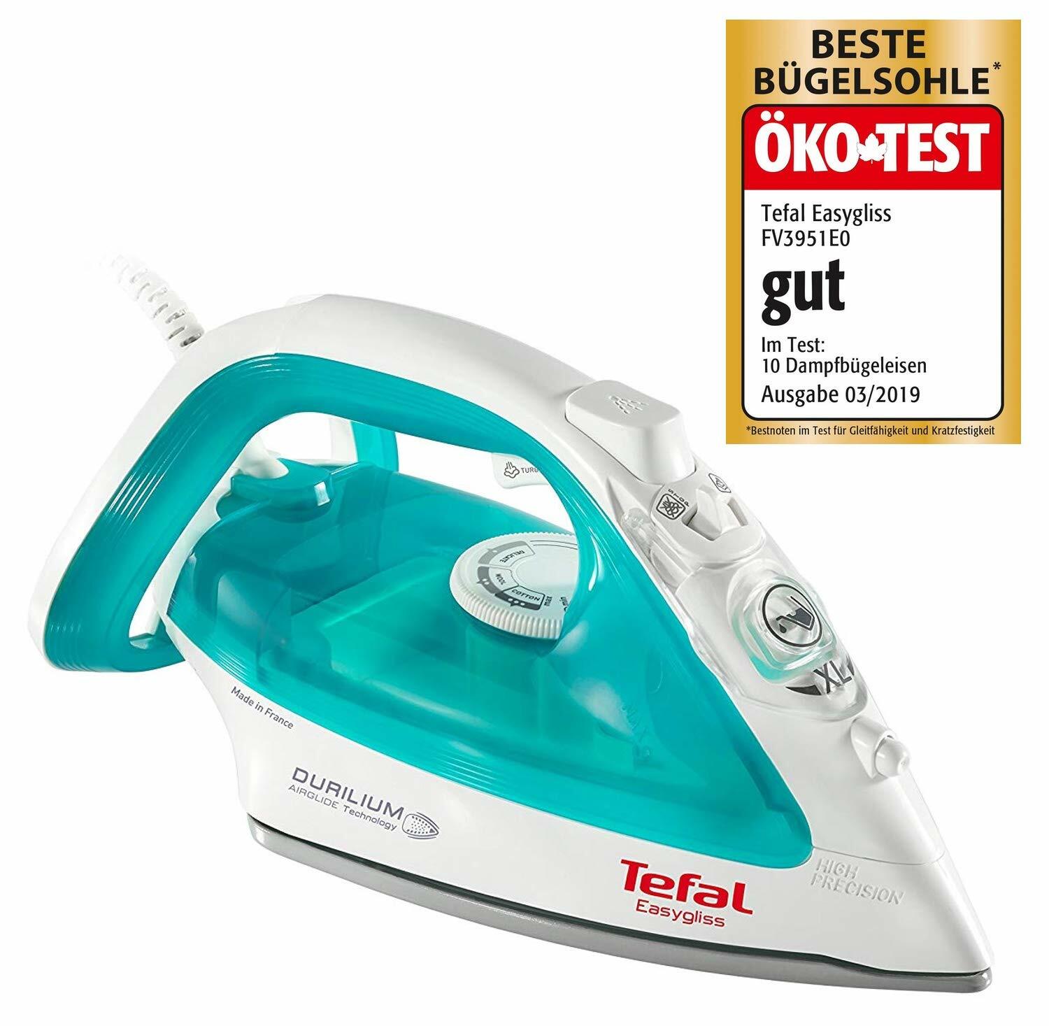 Tefal Bügeleisen Dampfbügeleisen 120g Dampfstoß 2400W EasyGliss FV3951 Türkis