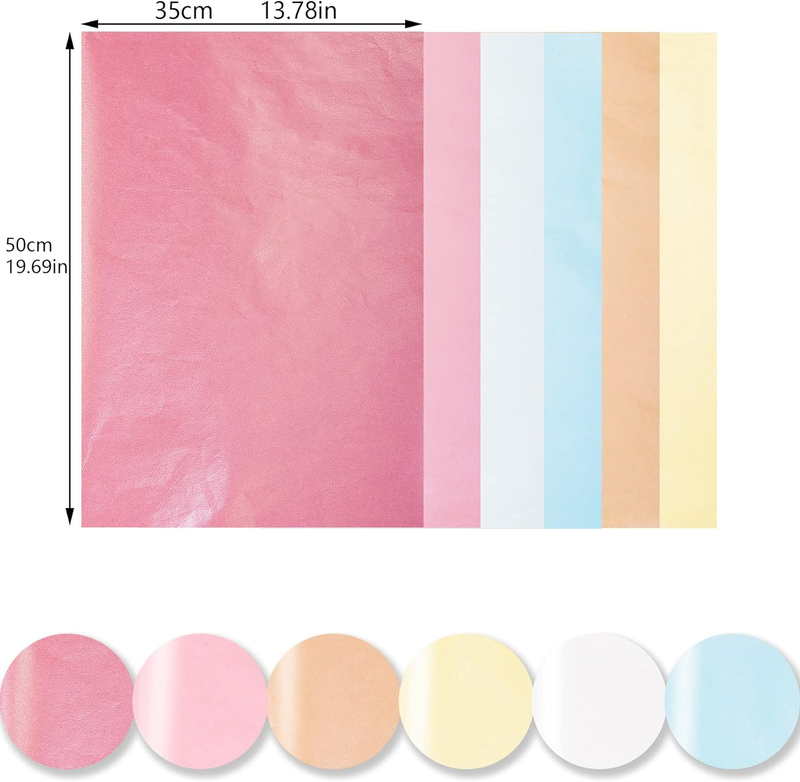 60 Sheets Tissue Paper, 6 Metallic Colors Tissue Paper for Gift Bags and Wrappin