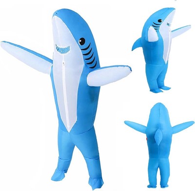 Inflatable Costume Adult shark costume- Funny Dress Party for Blue 