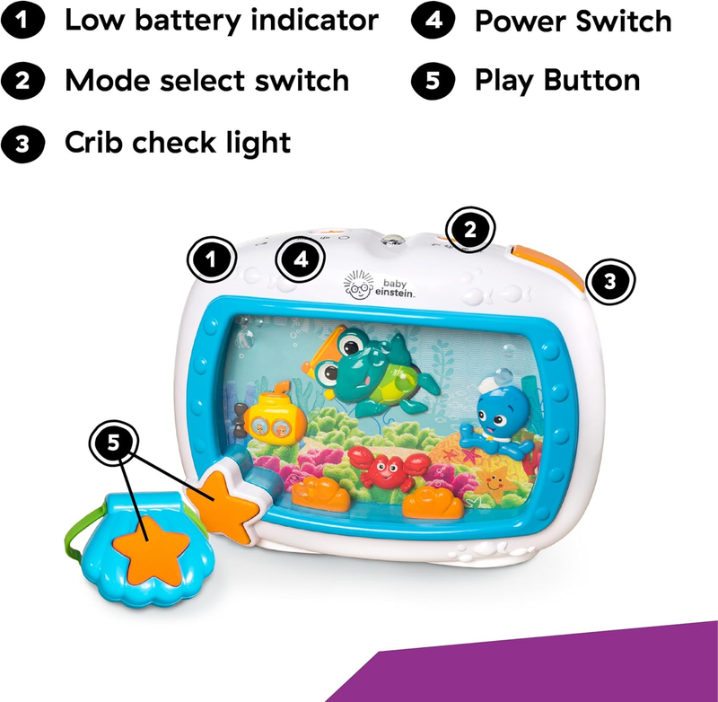 Sea Dreams Soother Crib Toy with Remote, Lights and Melodies for Newborns and up