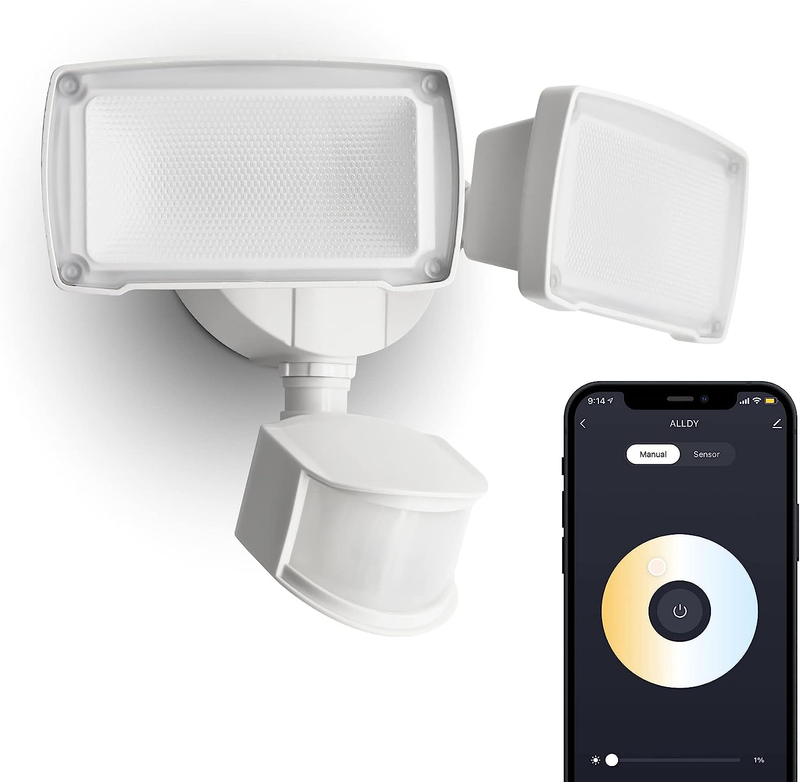 Smart Wifi LED Security Light Motion Sensor Outdoor, Works with Alexa/Google,300