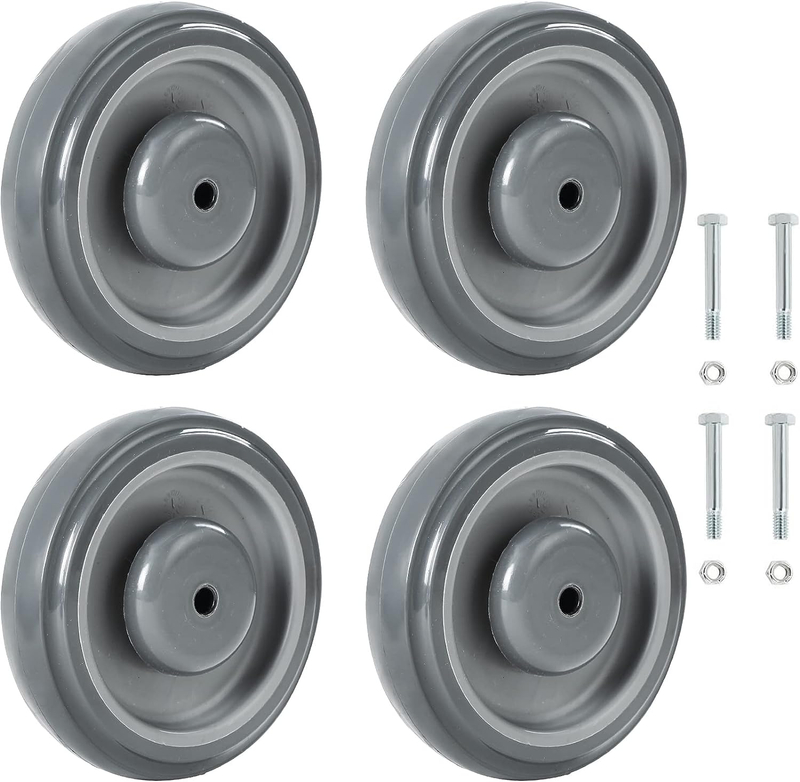 Shopping Cart Replacement Wheels Kit Noiseless 5Inch Diameter Wheels with Axles