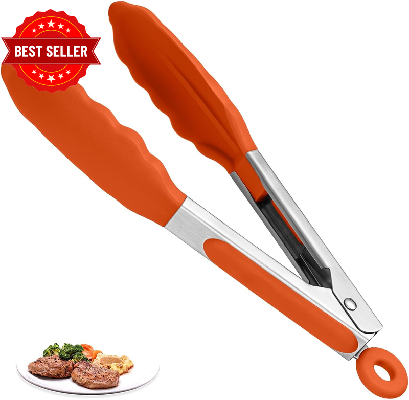 315℃ Heat Resistant Silicone Kitchen Tong 18Cm (Orange)