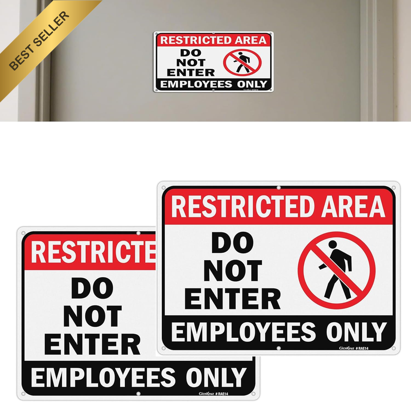Restricted Area Sign, Aluminum Do Not Enter Employees Only, 14X10 Inches, Reflec