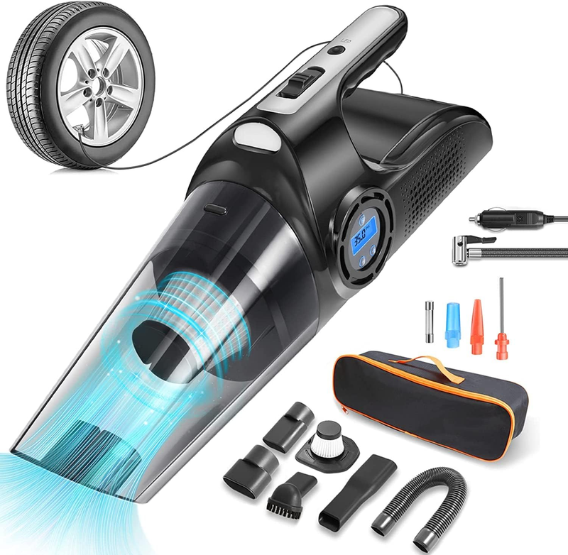 Car Vacuum Cleaner 4 in 1 Multipurpose Portable with Digital Air Compressor Pump