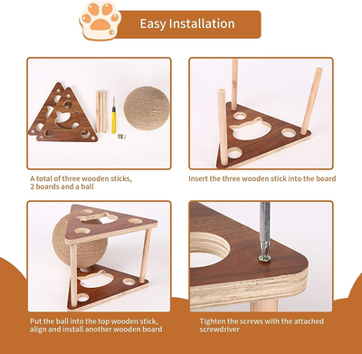 AGYM Natural Sisal Cat Scratcher Toy with Ball Scratching Ball for Cats and K...