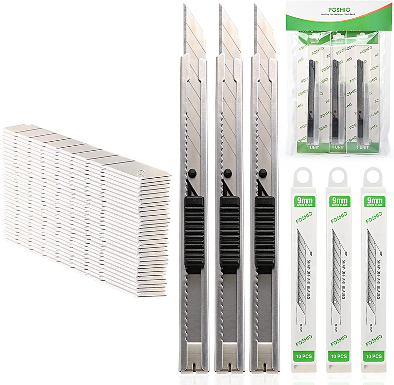 Retractable 30 Degree Snap Off Blade 9mm Paper Cutting, Pack Of 3