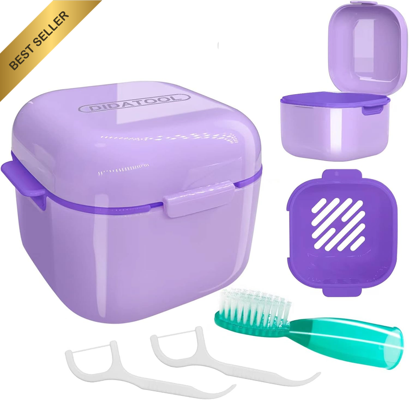 Retainer Case, Denture Bath, Denture Cups for Soaking Dentures, Denture Pots wit