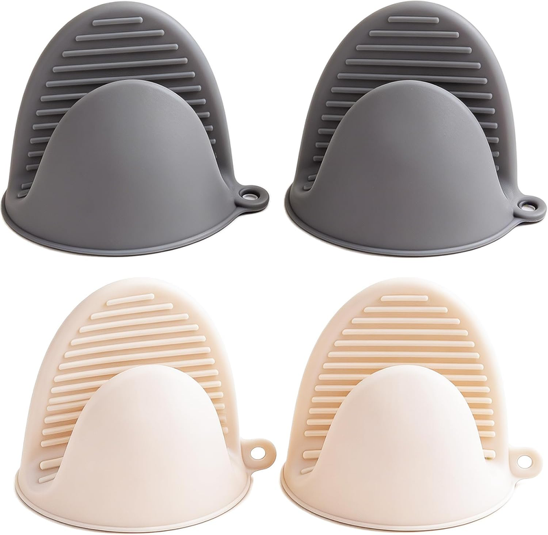 4PCS Silicone Oven Mitts 446°F Heat Resistant Mini Potholders & Oven Mitts Macar
