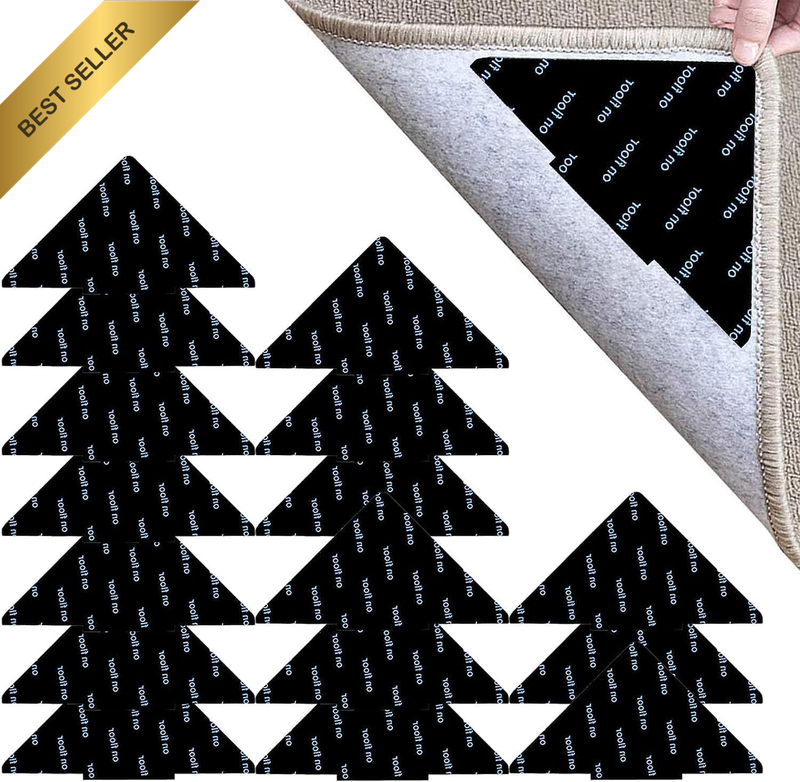 Rug Grippers, 16 Pcs Double Sided anti Curling Washable Removable Rug Grip Tape,
