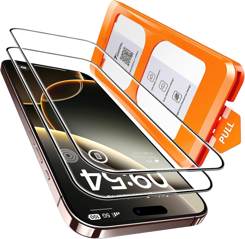 2 Pack for iPhone 16 Pro Screen Protector [Instant Installation][Auto-Dust Remov