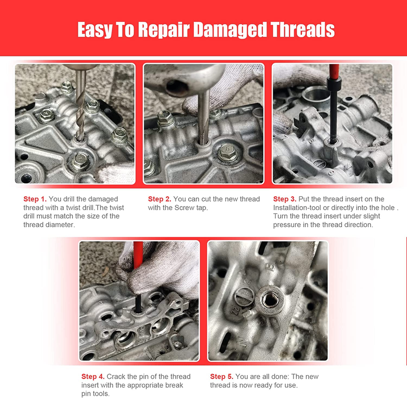 BILITOOLS M10x1.5 Thread Repair Kit, HSS Drill Helicoil Metric