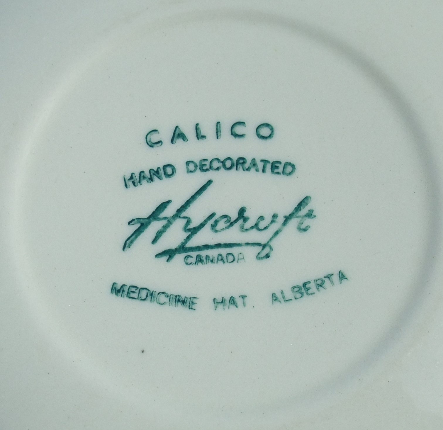 Hycroft Calico Blue Saucer Canadian Pottery Medicine Hat Alberta Vintage