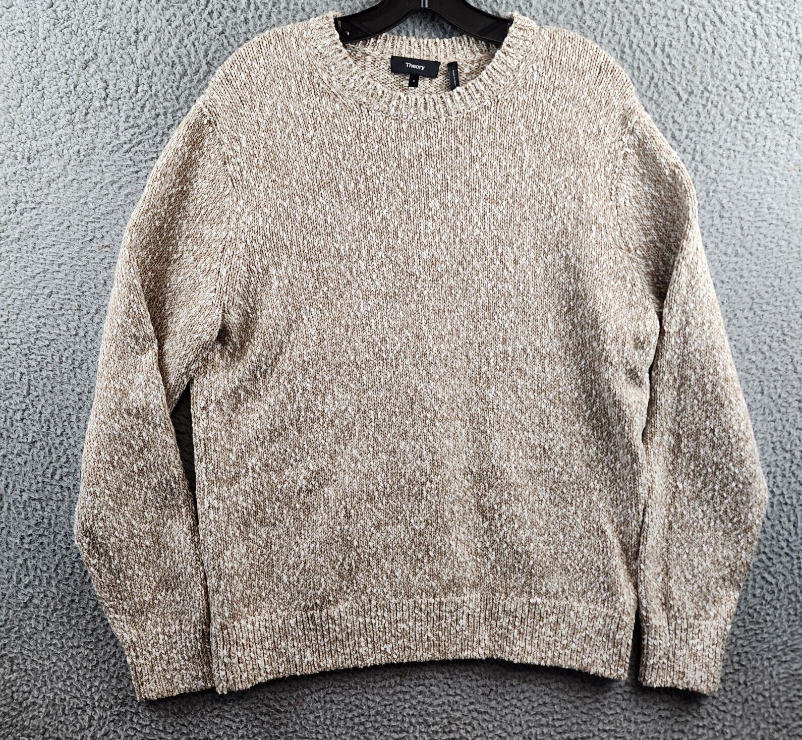 Theory Mauno Crewneck Sweater Men's S Pumice Multi Long Sleeve Pullover - Picture 2 of 14