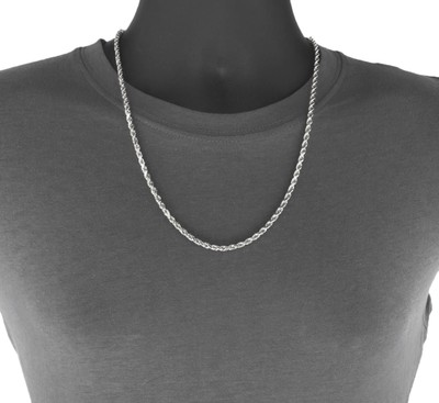 NURAGOLD 10K WHITE GOLD MENS 5MM ITALIAN DIAMOND CUT ROPE CHAIN LINK PENDANT NECKLACE 28"