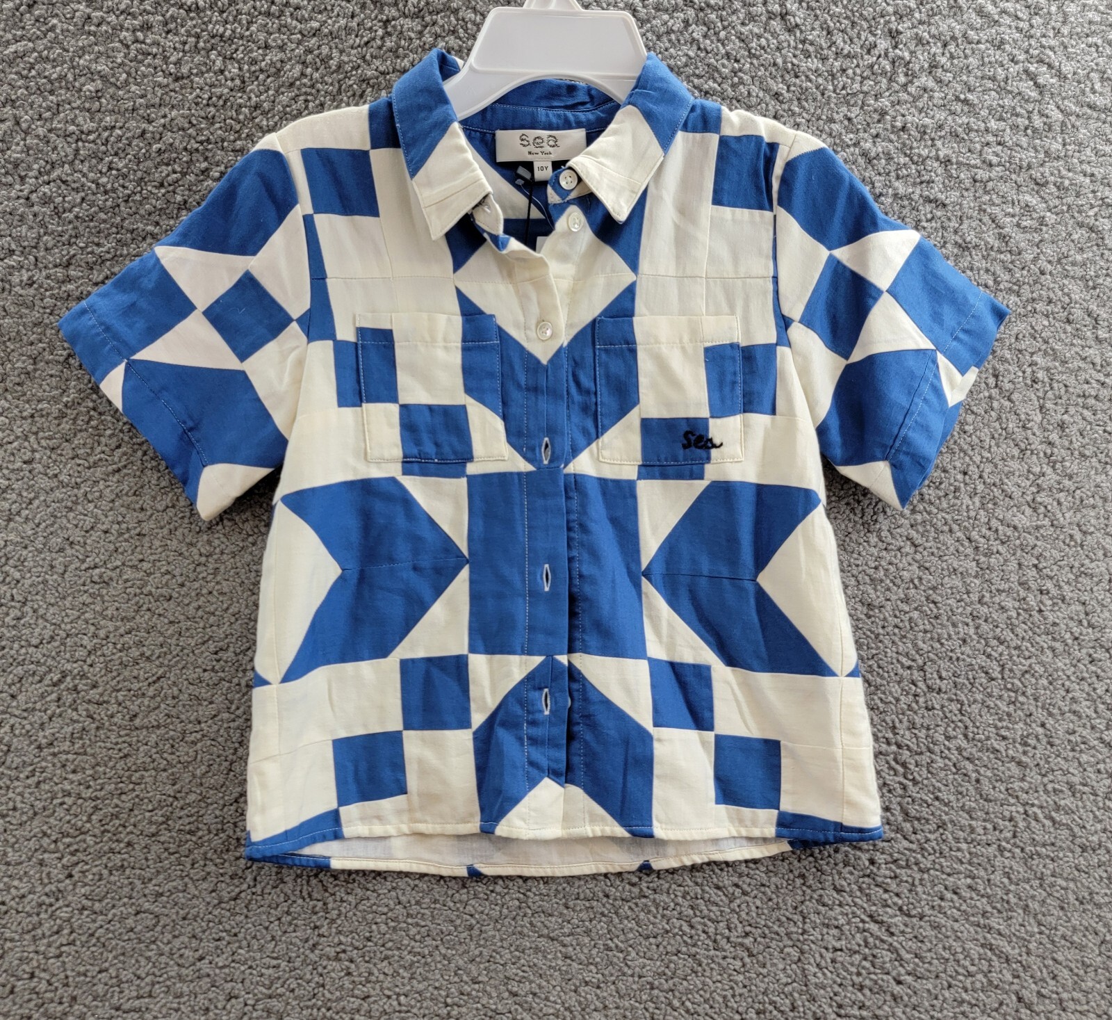 Sea Tanya Cotton Patchwork Button-Down Shirt Big Girls 10Y Multicolor - Picture 2 of 15
