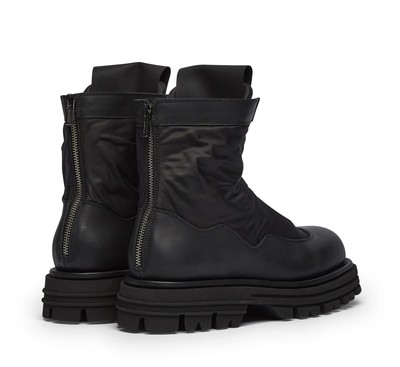 Pre-owned Barracuda Calfskin Combat Boot In Nero/nero