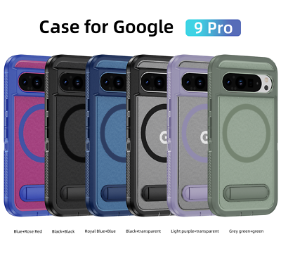 Mag safe Shockproof Case For Google Pixel 9 Pro XL 9 8 Pro 8A Stand Rugged Cover