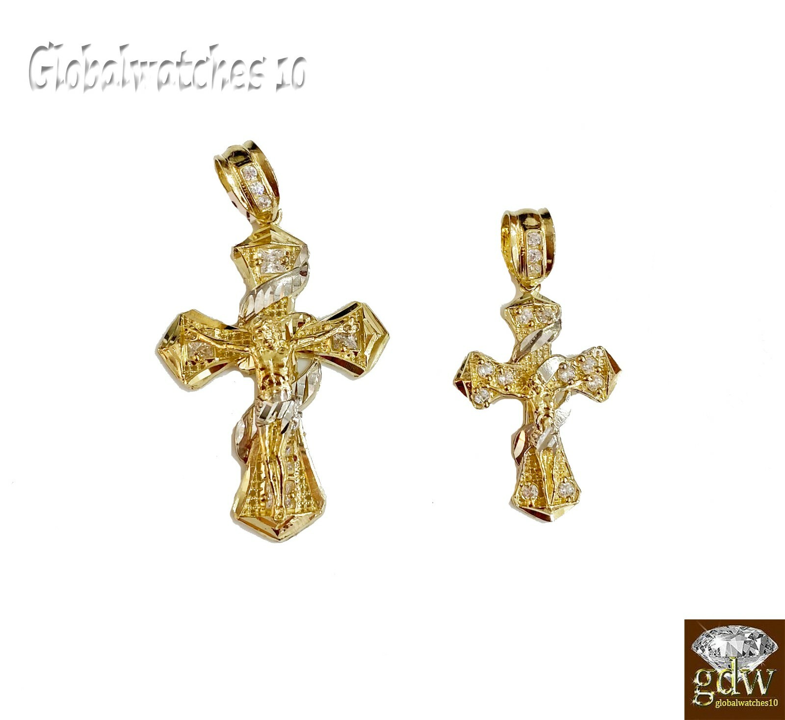 Pre-owned G&d 10k Gold Jesus Cross Charm Real 10k Yellow Gold Mens Jesus Cross Charm Pendant