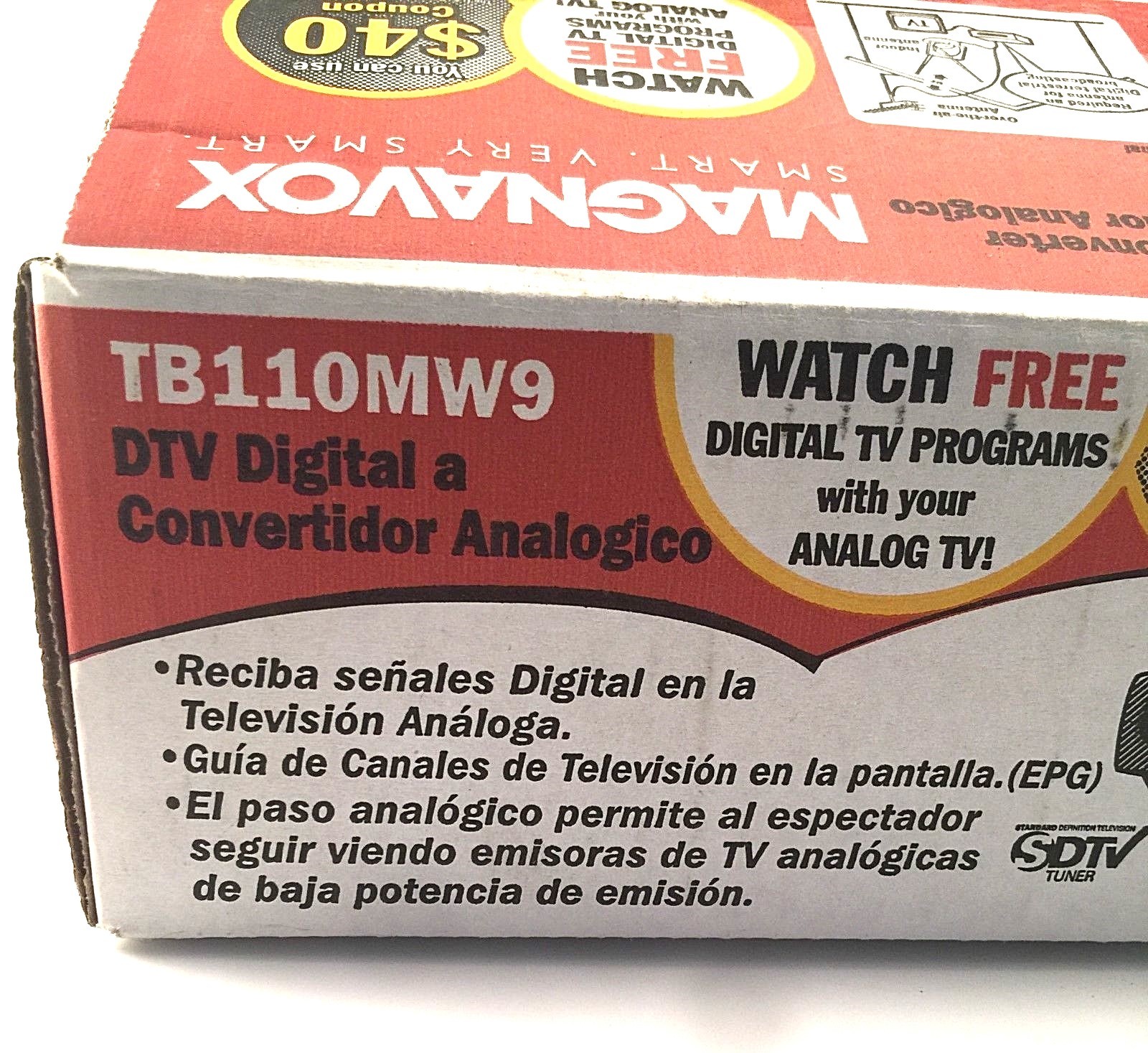 NIB Magnavox DTV Digital To Analog Converter With Remote Model TB110MW9