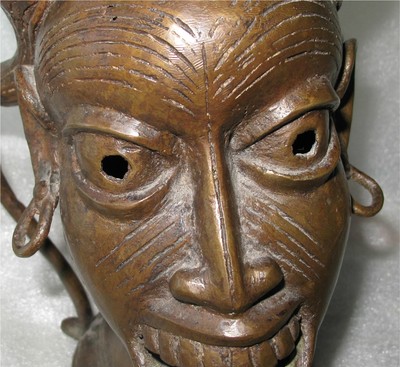Antique African Bronze Mask Mmwo Secret Society Yam Cult Spirit of a Dead 1850's