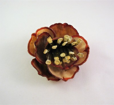 Vintage 1980's Signed FABRICE Resin Flower Pin LARGE Size