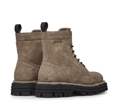 Pre-owned Barracuda Calfskin Combat Boot In Corda