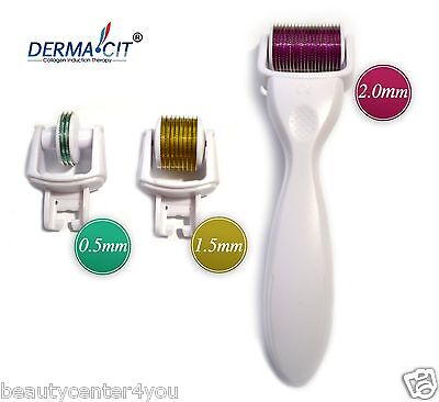 DERMA-CIT® 3-In-1 Derma Roller Skincare Kit Titanium Needles (0.5-1.5- 2.0mm)