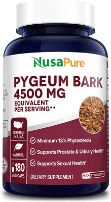 Pygeum Bark 4500Mg 180 Veggie Caps (Non-Gmo & Gluten Free)