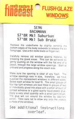 South Eastern Finecast SE96 FlushGlazingKit Bachmann 57' MK1 Suburban Coach 2nd