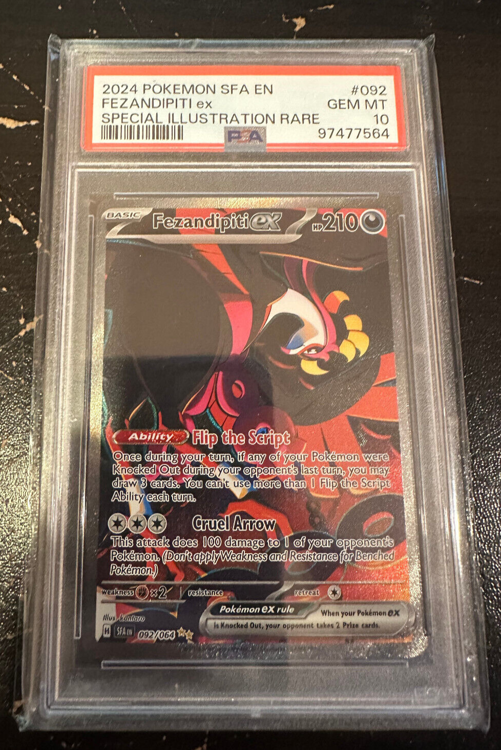 Pokemon TCG Fezandipiti ex 092/064 SIR Shrouded Fable PSA 10 Pokemon TCG Fezandipiti ex 092/064 SIR Shrouded Fable PSA 10