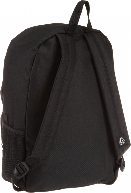 Everest Luggage Backpack with Front and Side Pockets, Black, Large Black
