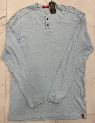 NWT Agave Denim Men's Kilchis Long Sleeve Henley Shirt In Cool Blue Size :Medium