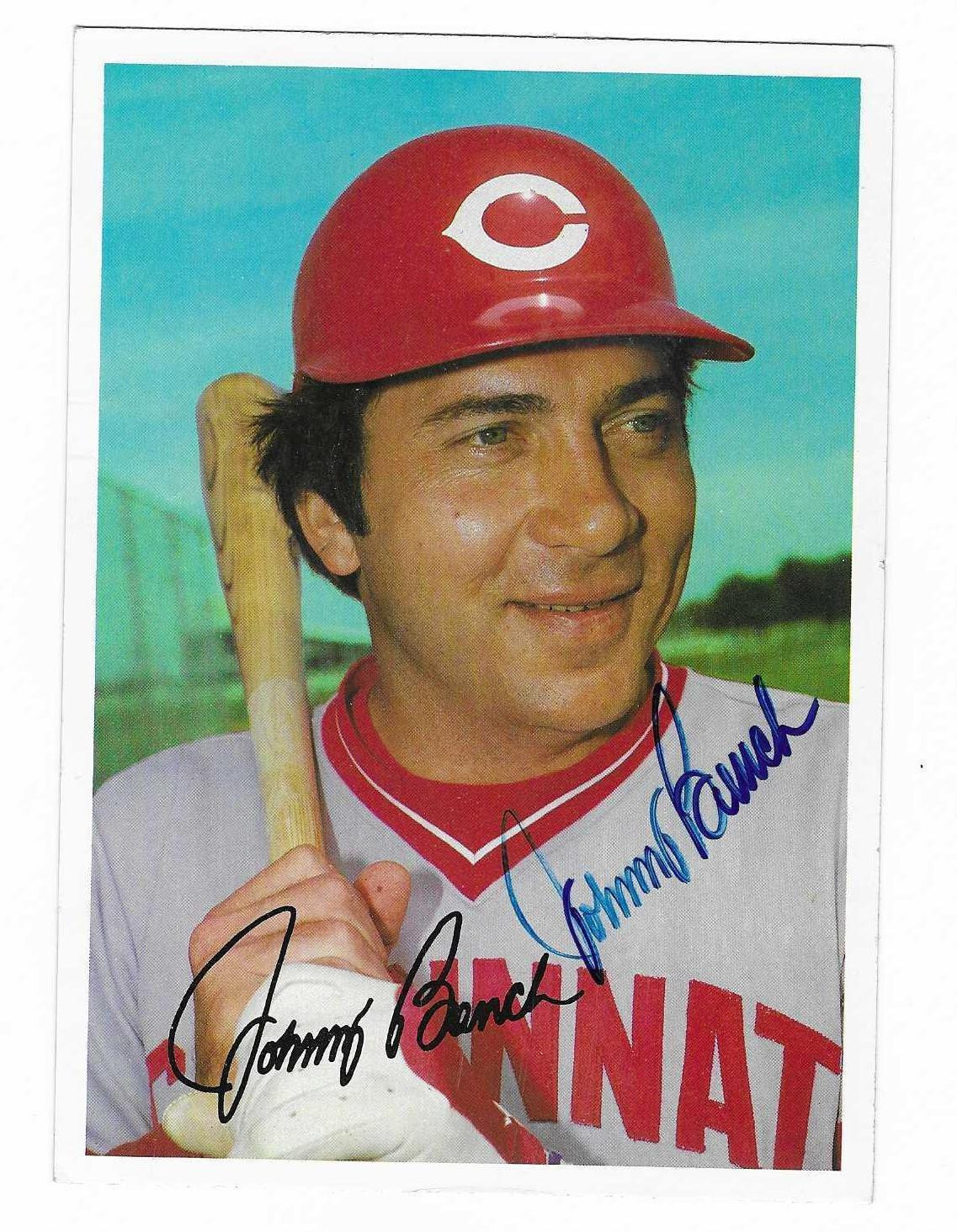 [12シリ]johnny bench auto mlb JOHNNY BENCH 1981 TOPPS SUPER JUMBO AUTOGRAPHED SIGNED