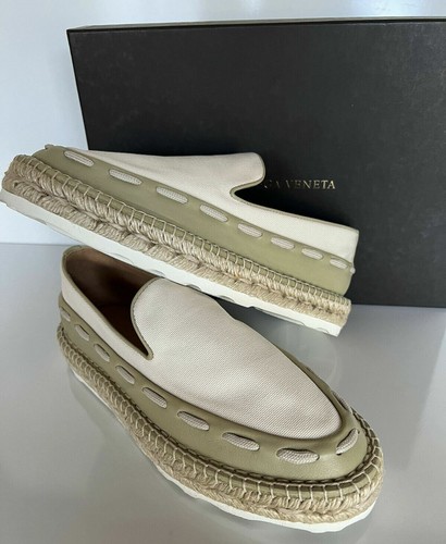 Pre-owned Bottega Veneta $620  Women's Slip-on Espadrilles Shoes 10 Us (40 Euro) 578386 In Oregano/plaster