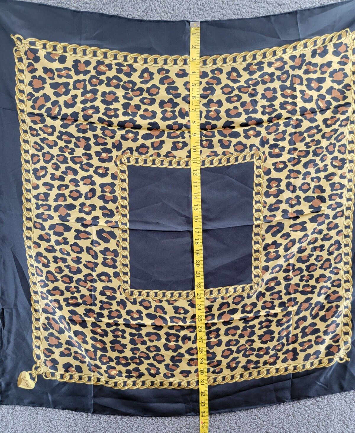 Echo Leopard Charm Square Silk Scarf Women's One Size Black Multi Hemmed Edges - Picture 7 of 17