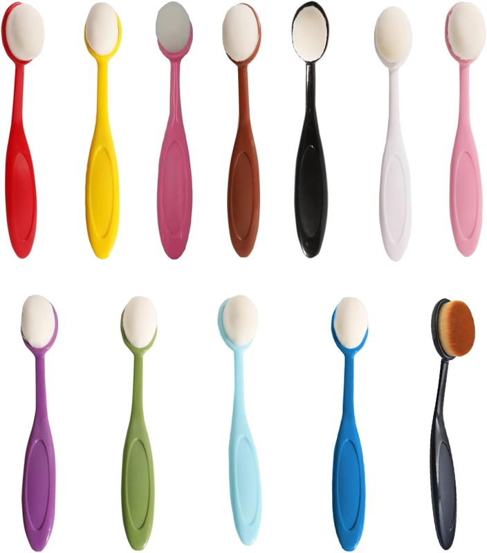 12 Piece Soft Bristle Colour Coded Ink Blending Brushes Set, Ergonomic Silicone