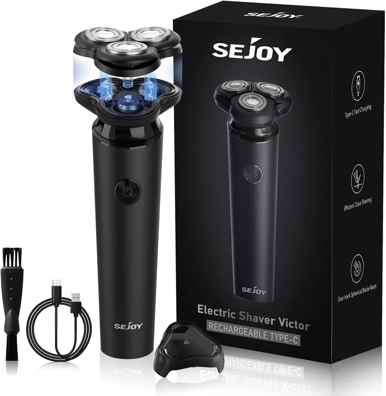 Electric Shaver Razor for Men Face 3D Rechargeable Rotary Shaver Ipx7 Waterproof