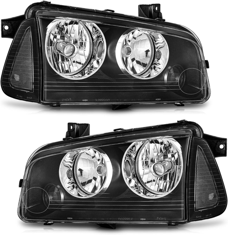 Headlights Assembly with Black Corner Signal Light For 2006-2010 Dodge Charger