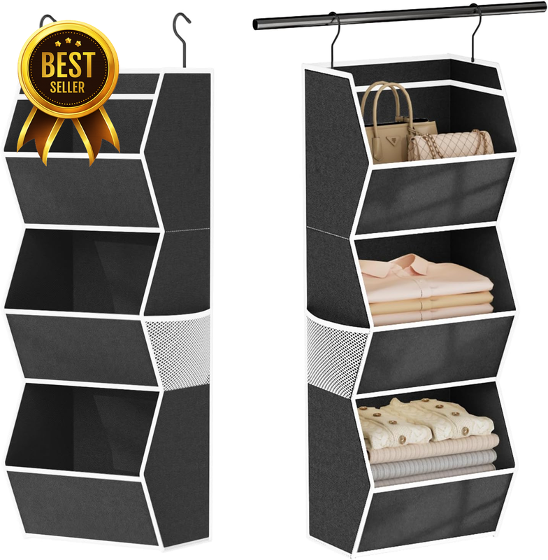 Hanging Closet Organizer Collapsible Bedroom Closet Organization, 3 Shelf