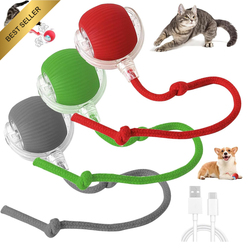 3PCS Smart Rolling Cat Dog Toy 360° Automatic Electric Ball USB Recharge