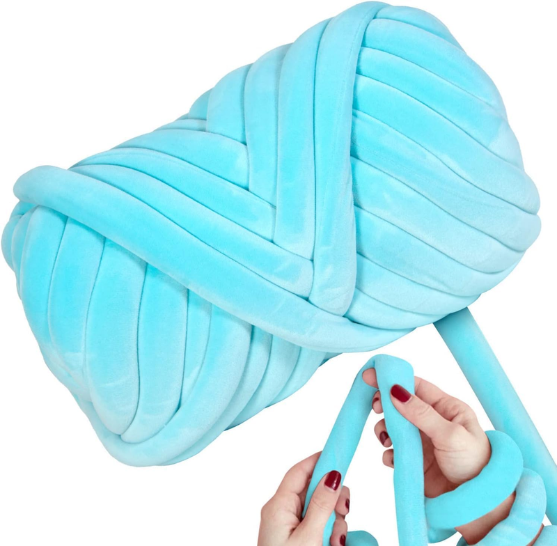 Ultra Soft Chunky Yarn, Arctic Blue, 2.2 LBS (1Kg) | Lush Velvet Fabric Tube Yar