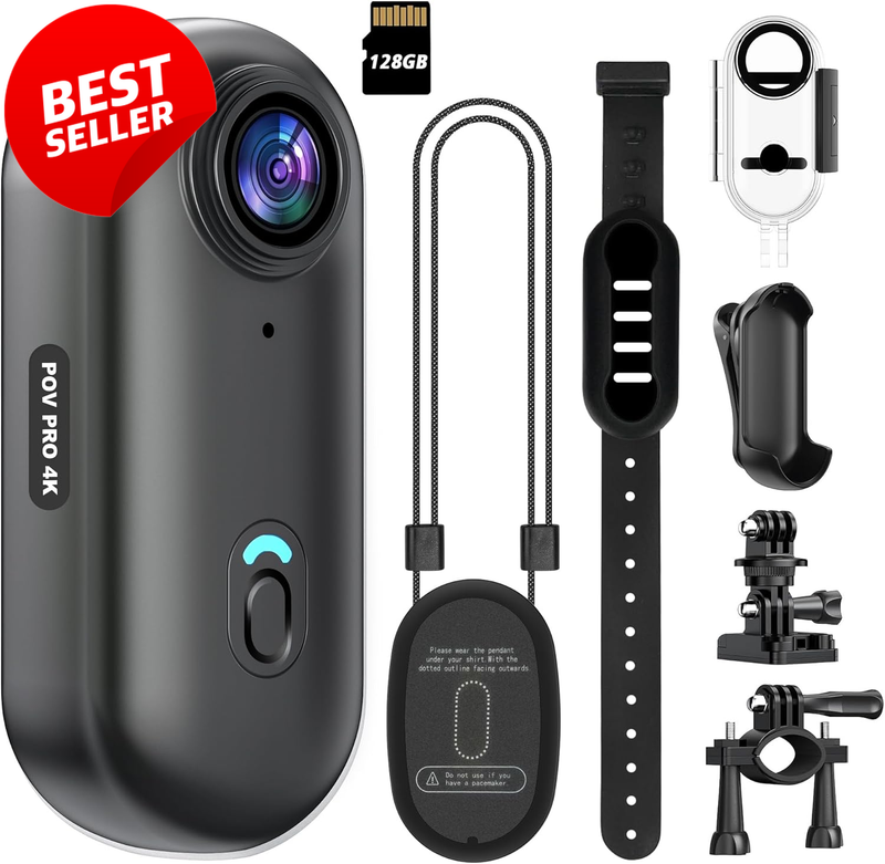 4K Mini WiFi Action Camera 128GB Waterproof POV Helmet Cam Black - US