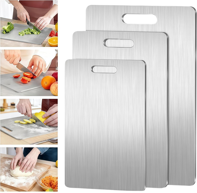3-Piece Cutting Board Set, 304 Stainless Steel Cutting Boards, Kitchen Cutting B